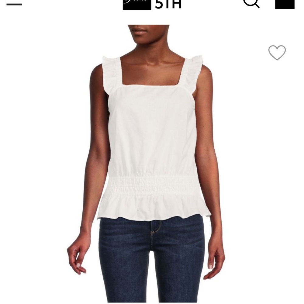 Saks Fifth Avenue White Ruffled Peplum Blouse